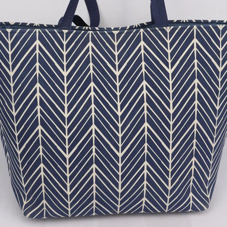 Modern Design Polyester Beach Bag W Stripe Large Capacity Beach Bags Dark Blue Beach Bag Set With Pillow And Straw Mat