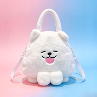 Sac à dos en peluche grande capacité, nouveau sac oreiller Samoyed blanc mignon, sac à dos jouet en peluche en gros
