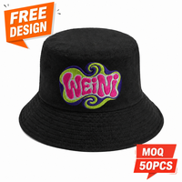 Sombrero de Pescador WEINI Retro con Logotipo Colorido, Gorra de Algodón Negra Estilo Hip Hop, Sombrero para el Sol para Viajes al Aire Libre, para Hombres y Mujeres