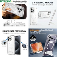 Étui magnétique renforcé ultra-résistant avec béquille pour iPhone 17 16 15 14 13 Pro Max 12 11 12 Mini, transparent et fin