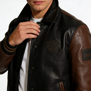 OEM レザー ジャケット メンズ 低MOQ バイク用PUスタンドカラーレザージャケット価格 ウィンドブレーカー ジャケット メンズ - Product Image 4