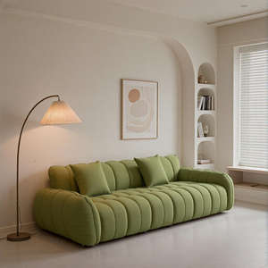 Ensemble de canapé surdimensionné de luxe à trois places avec des chaises vertes et des pieds en bois pour une utilisation dans le salon - Product Image 2