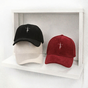 Casquette de baseball en velours côtelé brodée croix de la foi, ajustable, style décontracté sportif unisexe pour l'extérieur - Product Image 3