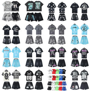 Commerce transfrontalier <span class=keywords><strong>en</strong></span> gros : <span class=keywords><strong>Ensemble</strong></span> short à manches courtes délavé Hell Star, style vieilli, tendance homme et <span class=keywords><strong>femme</strong></span> - Product Image 1