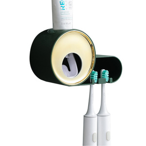 Automatic <b>Toothpaste</b> Dispenser Wall Mounted No Drill Toothbrush Holder Luxury Green Oval Shape Easy To Clean - Product Image 5