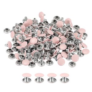 Custom Jean <strong>Buttons</strong> 8mm <strong>Double</strong> Cap Rivets, 7mm Height Metal <strong>Studs</strong> for Leather Craft Repair, DIY Purses, Belts, Bags, Shoes - Product Image 2