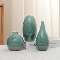 Vase à fleurs moderne minimaliste en céramique émaillée pierre bleue, fait main au Japon, avec glaçure créative fluide, décoration d'intérieur vintage, petit vase