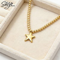 Collier chaîne à perles avec pendentif étoile plaqué or, bijoux en cuivre tendance pour un usage quotidien décontracté