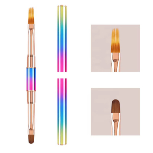 Juego de Pinceles de Uñas 2 en 1 con Doble Punta de Metal Degradado, Pincel de Nail Art Francés de Nylon Sintético para Gel Ombre, Herramienta de Manicura con Logotipo Personalizado - Product Image 4