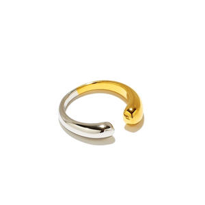 Stainless Steel <b>Ring</b> Geometric Two Tone Gold Plated Women's Fashion Jewelry Gift YR1 - Product Image 2
