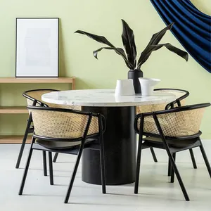 OEM China Manufacturer Solid Wooden Cane Back Natural Rattan Black Wood Chairs For Dining Room