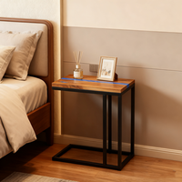 Maison Naturelle Bois de Noyer Noir et Résine Epoxy Petite Table Basse d'Appoint en Forme de C pour Salon Chambre à coucher Chevet