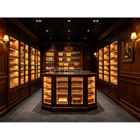 Humidor sur mesure en cèdre, grande vitrine en bois avec technique de laque, logo personnalisé, humidificateur à cigares