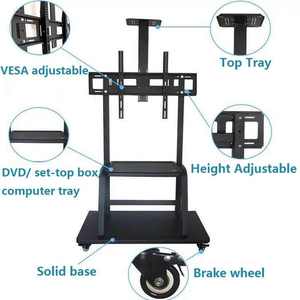Support TV robuste ZENO, capacité de charge de 300 kg, pour téléviseurs de 60 <span class=keywords><strong>à</strong></span> 120 pouces, support TV pour caravane, support incurvé anti-collision, roulettes C6400 - Product Image 5