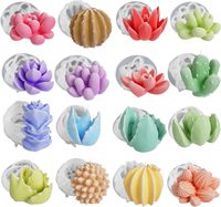 Cetakan lilin silikon sukulen buatan tangan Resin cetakan bunga kaktus cetakan Peony