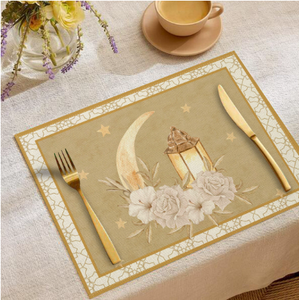 2026 Bestseller Nahost Ramadan Bedrucktes Jute- und Leinen-<span class=keywords><strong>Tischset</strong></span> Festliches Westliches <span class=keywords><strong>Tischset</strong></span> 30*45cm - Product Image 1