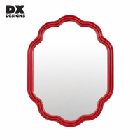 Miroir décoratif en forme de fleur rouge DX Designs, cadre festonné, style vintage, miroir mural pour entrée, décoration de la maison