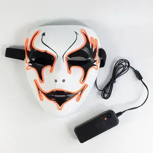 Маска для косплея на Хэллоуин, неоновая светодиодная мигающая страшная маска El Wire для танцевальной вечеринки