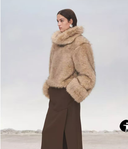 Pullover americano in pelliccia sintetica soffice giacca in pelliccia <span class=keywords><strong>di</strong></span> volpe Plus Size colletto alzato Plus Size cappotto <span class=keywords><strong>di</strong></span> <span class=keywords><strong>marca</strong></span> <span class=keywords><strong>donna</strong></span> a maniche lunghe - Product Image 6