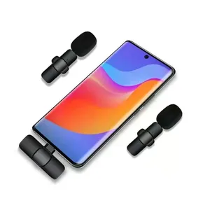 Portable Audio Vidéo Enregistrement Mini Mic Sans Fil Lavalier Microphone Pour iPhone Android Live Broadcast Gaming