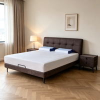 Lit Moderne de Luxe Léger et Réglable en Cuir Véritable avec Design Bicolore, Durable et Écologique pour l'Espace Domestique