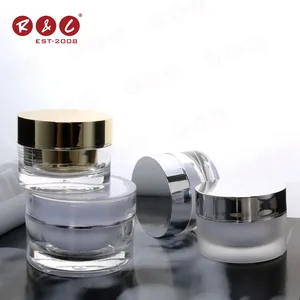 Double Wall Transparent Luxury 1oz 10g 15g 30g 50g Jar Cosmetic plastic Acrylic powder Cream Jars Packaging container With Lid