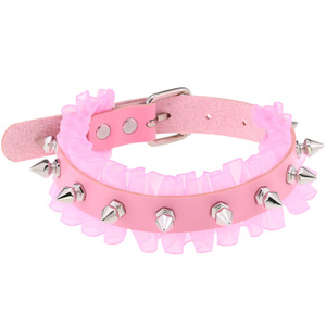 Punk nouveau Harajuku dentelle femmes gothique Rivet pointes en cuir collier ras du cou collier à la main Punk Sexy élégant en cuir Pu tour de cou - Product Image 4
