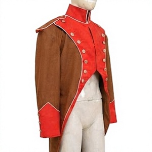 Uniforme Histórico Napoleónico de Lana para Hombre, Doble Botonadura, Color Rojo Marrón, Traje de Invierno, Frac con Logotipo Personalizado - Product Image 2