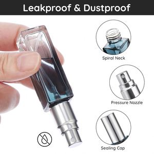 5ml 10ml Portable Travel Empty Square Glass <b>Perfume</b> <b>Bottle</b> with Noble Sapphire Blue Gradient <b>Spray</b> Screw Cap Customizable - Product Image 2