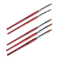 Pinceau à ongles en acrylique de haute qualité Beshyne Red International, taille standard, 100% Kolinsky Sable, avec manche en bois, pour la création d'ongles professionnels