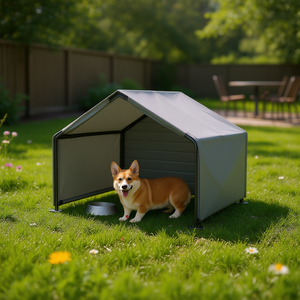Nichoir extérieur portable pour chien, tente pour animaux de compagnie, gris, résistant à l'eau, abri d'ombrage pour jardin, patio, cour, lit pour chien de taille moyenne - Product Image 2