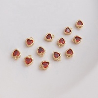 Pendentif coeur en argent sterling téléphone cristal rouge charme pendentifs pierres précieuses designer boucle d'oreille or rempli de charmes pour diy bracelet