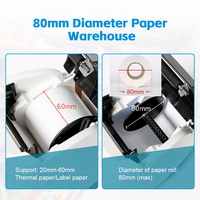 Printer Thermal 2 in 1 Kecepatan Tinggi 90mm/s untuk Struk & Label Barcode, Lebar Kertas Dapat Disesuaikan 20-60mm, Printer Thermal 58mm