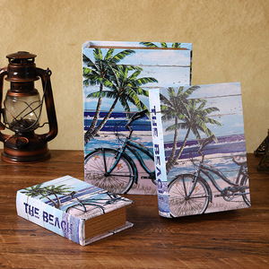 Mystic Arts Beach Bike <b>Book</b> <b>Box</b> Wooden Decorative Storage <b>Box</b> For Living Room Home Decor - Product Image 1