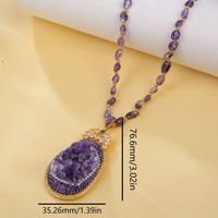 Collier en améthyste naturelle brute, incrusté à la main, bijou unique de luxe léger pour femme