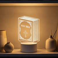 Vente en Gros Usine Lampe de Table Jésus Chrétien Sainte Bible Décoration Maison Cadeaux de Faveur Lampe de Nuit LED Lumière de Nuit Acrylique 3D Articles Cadeaux
