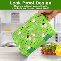 Oumeng Boîte à lunch pour enfants Bento en plastique réutilisable à 4 compartiments sans BPA pour micro-ondes