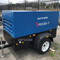 Compresseur d'APCOM rotary185cfm de ar 400 385 350cfm moteur diesel portatif de compresseur d'air de vis diesel deux roues pour le forage