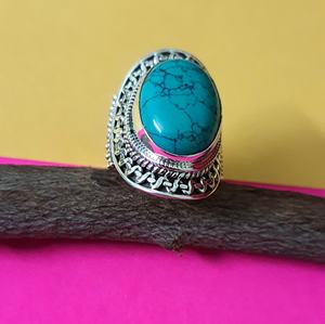 Anillo Ajustable de Plata de Ley 925 con Piedra Preciosa Turquesa, Regalo para Mujeres y Hombres, Joyería para Compromiso, Boda, Aniversario, Novia - Product Image 3