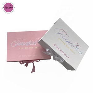 Jolie boîte cadeau à rabat magnétique doublée de satin boîte d'emballage de cheveux de luxe personnalisée avec logo - Product Image 2