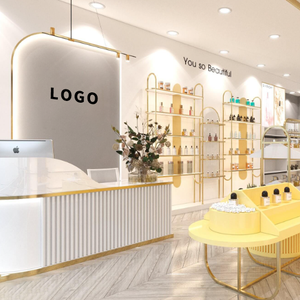 ชั้นแสดงเครื่องสำอางไม้ขาตั้งโลหะชั้นวางขายสินค้าขายปลีกออกแบบได้ตามต้องการสำหรับแต่งหน้าขนตาผลิตภัณฑ์ดูแลผิวน้ำหอม - Product Image 1