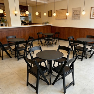 Ensemble <span class=keywords><strong>de</strong></span> meubles <span class=keywords><strong>de</strong></span> <span class=keywords><strong>jardin</strong></span> modernes pour terrasse, patio, appartement, <span class=keywords><strong>table</strong></span> <span class=keywords><strong>ronde</strong></span> et deux chaises pliantes <span class=keywords><strong>en</strong></span> résine - Product Image 3