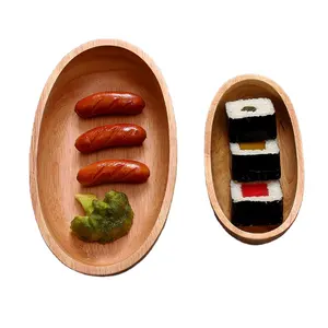 Creative dried handmade rubber boat shape oak wood dish tray