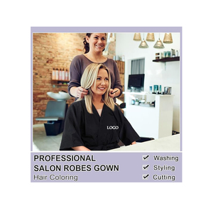 Robe de spa, de salon de beauté, de barbier, de coiffure, résistante à l'eau, avec logo personnalisé, vente en gros, kimono pour client, taille ajustable, confortable, 100% - Product Image 2