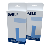 Échantillon gratuit Impression personnalisée Boîte d'emballage en papier avec cintre pour câble de données USB Câbles UBS-C Boîte en papier pour câbles de date de type C