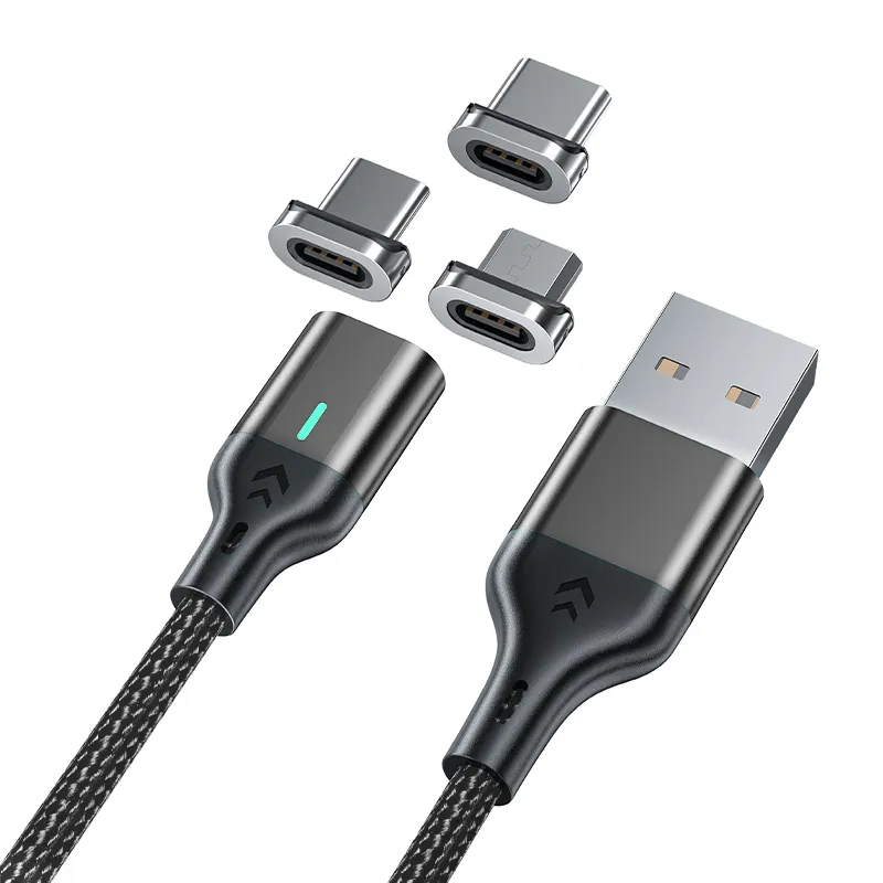Kabel Pengisian Daya Magnetik 3A, Kabel Data 3 In 1 Mikro USB Tipe-c untuk Iphone, Lampu Pengisian Magnetik, Kabel Usb
