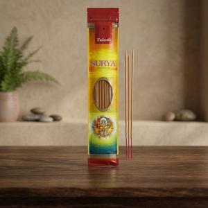 Encens indien brun divin Bathi Tulasi Surya, 50 bâtonnets, avec extrait pur de Tulasi, pour la prière matinale et l'arôme de la pièce - Product Image 3