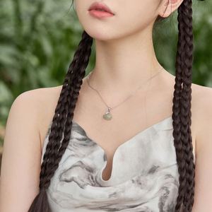 Dylam Elegance Chinese Style Collection <b>Solid</b> Sterling Silver Rhodium 18K <b>Gold</b> Plating Hetian Jade <b>Pendant</b> Necklace for Women - Product Image 3