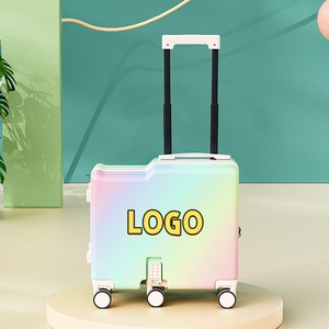 18 20 Inch Kids Cute Lightweight Hard Side Carry on Luggage with 4 Spinner Wheels Ride on <b>Suitcase</b> Travel Trolley - Product Image 1