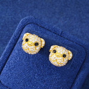 Orecchini a perno con cagnolino, <span class=keywords><strong>in</strong></span> argento sterling 925 placcato oro, con moissanite VVS e diamanti, stile Quiet Luxury, per uomo e donna - Product Image 3